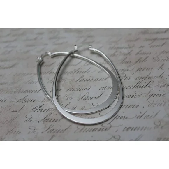 New Very Large Oval Hoop Earrings Sterling Silver 925 E80 - Picture 5 of 5